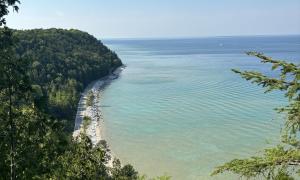 Lake Huron, pictured from a hiking trail along Mackinac Island. Mackinac Island, Michigan. Recreation. Jasmine Mancuso