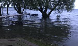 Property flooded during record high water levels in Lake Ontario, 2019. Three Mile Bay, New York. Michael Percy.