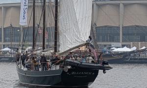 Visitors set out on a masted cruise ship. Duluth, Minnesota. Recreation. Brian Huberty